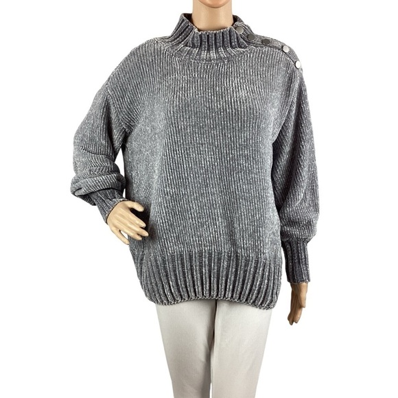 Cynthia Rowley Mock Neck Soft Sweater Size M Gray - Picture 1 of 7